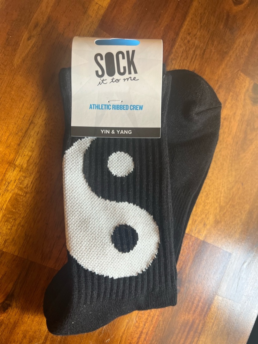 Sock it to Me Black & White Yin Yang Athletic Ribbed Crew Socks Unisex